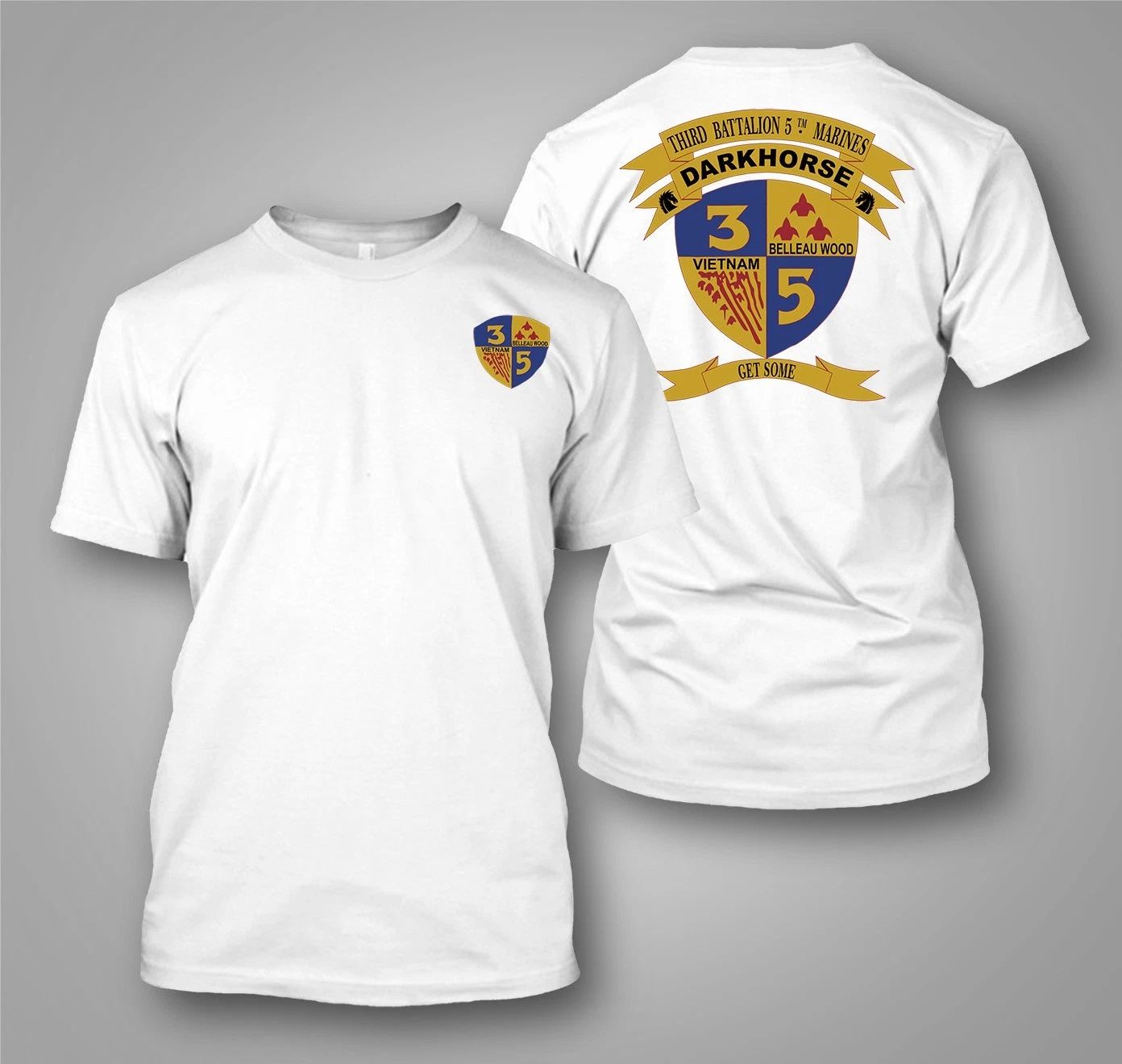 NEW Darkhorse Unit 3rd Battalion 5th Marines - Custom front and back t-shirt tee