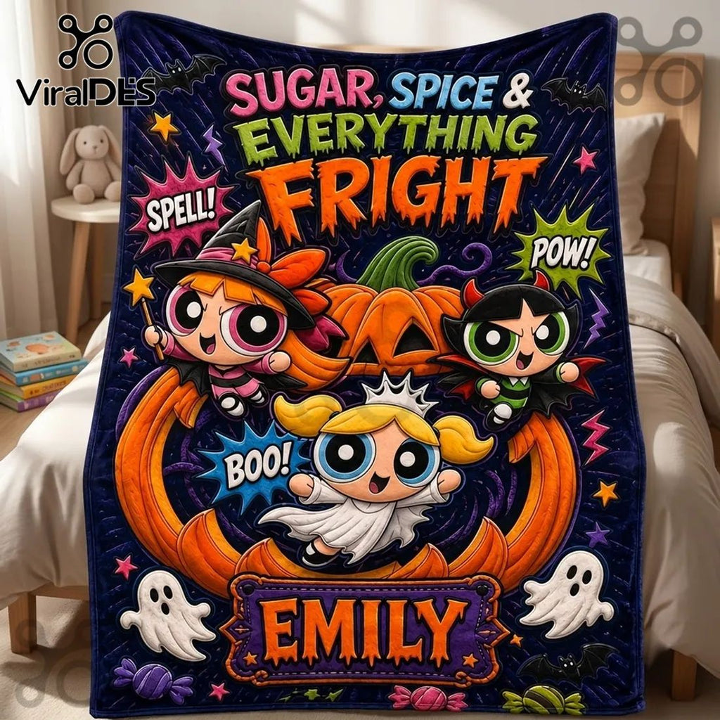 Powerpuff Girls Personalized Halloween Fright Fleece Blanket
