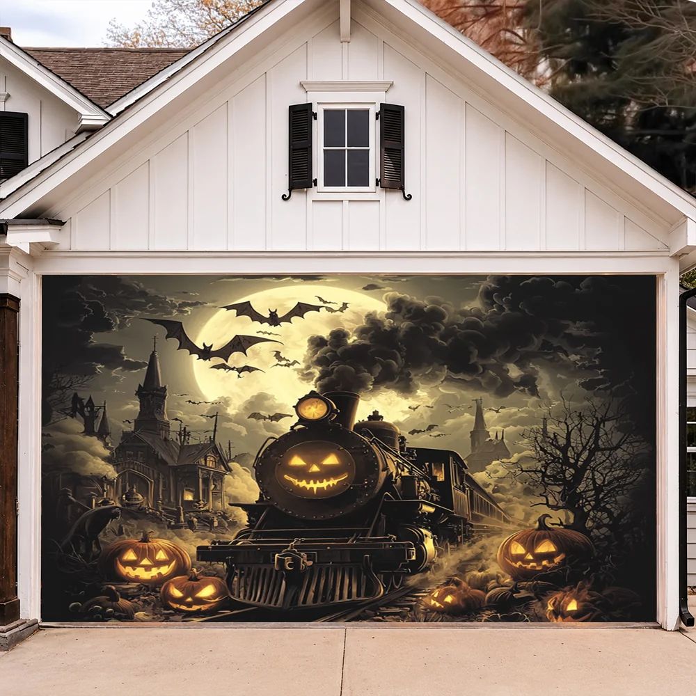 Pumpkin Express Halloween Garage Door Banner