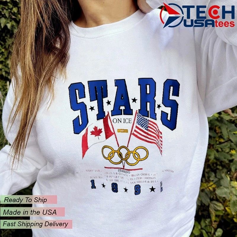 Stars on ICE Olympic 1992 Canada vs USA flags shirt