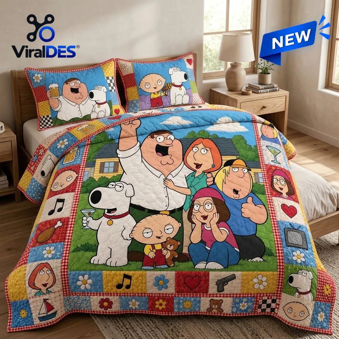 Family Guy Characters Quilted Bedding Set