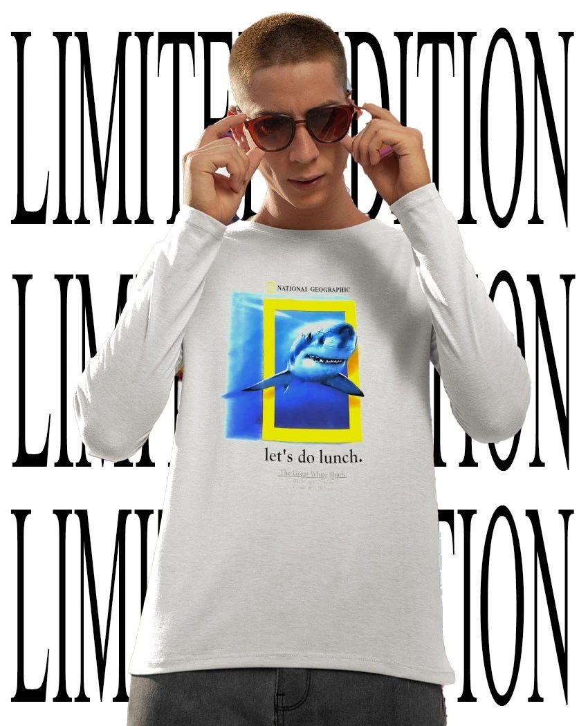 National Geographic let’s do lunch the Great White Shark shirt
