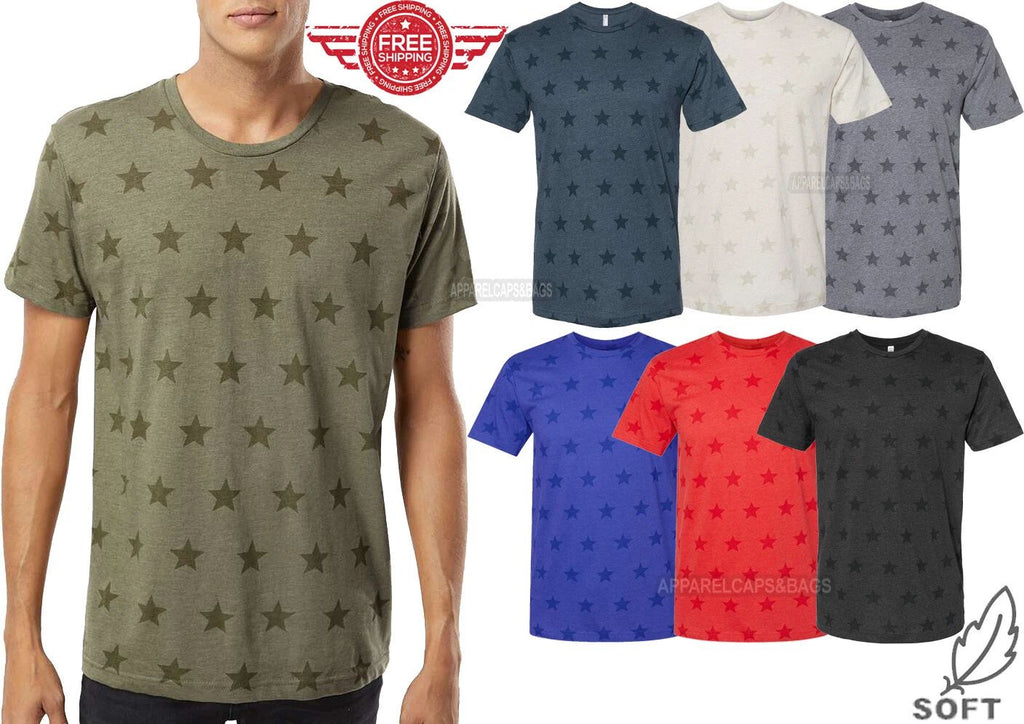 Mens Star Print T-Shirt Soft Blended Fine Jersey Tee S-XL 2XL, 3XL NEW!