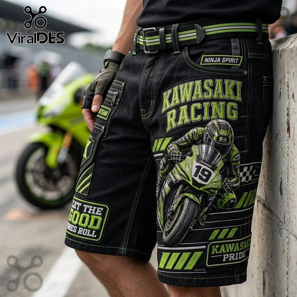 Kawasaki Racing Team Black Cargo Shorts