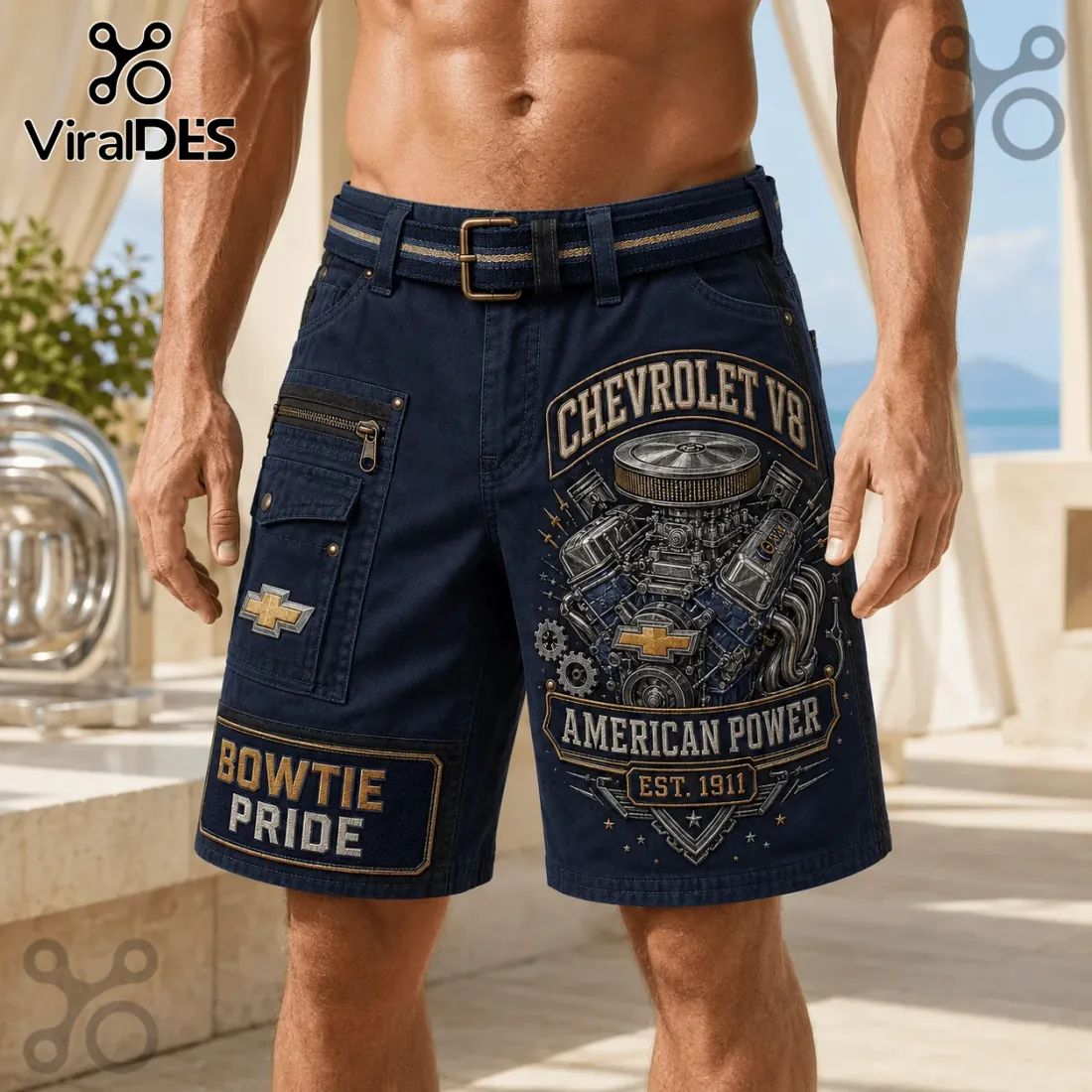 Chevrolet Bowtie Pride Vintage Engine Utility Shorts