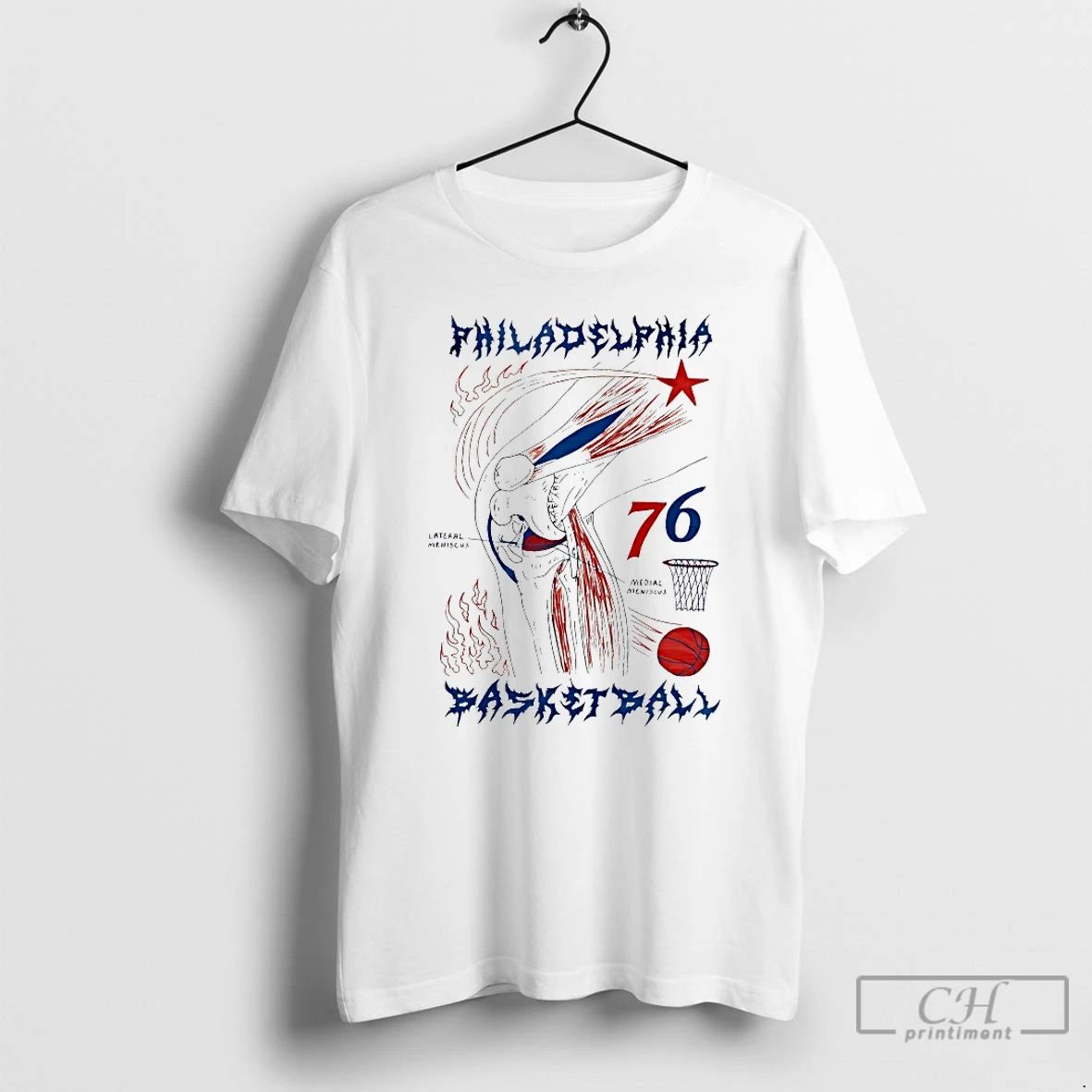 Classic Philadelphia 76ers Basketball Lateral Meniscus Medial Meniscus T Shirts