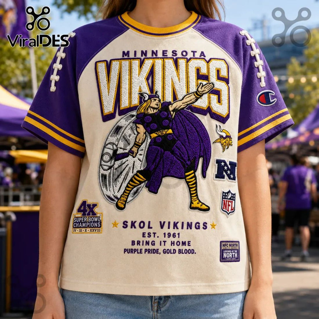 Minnesota Vikings Embroidered Mascot Champion Shirt