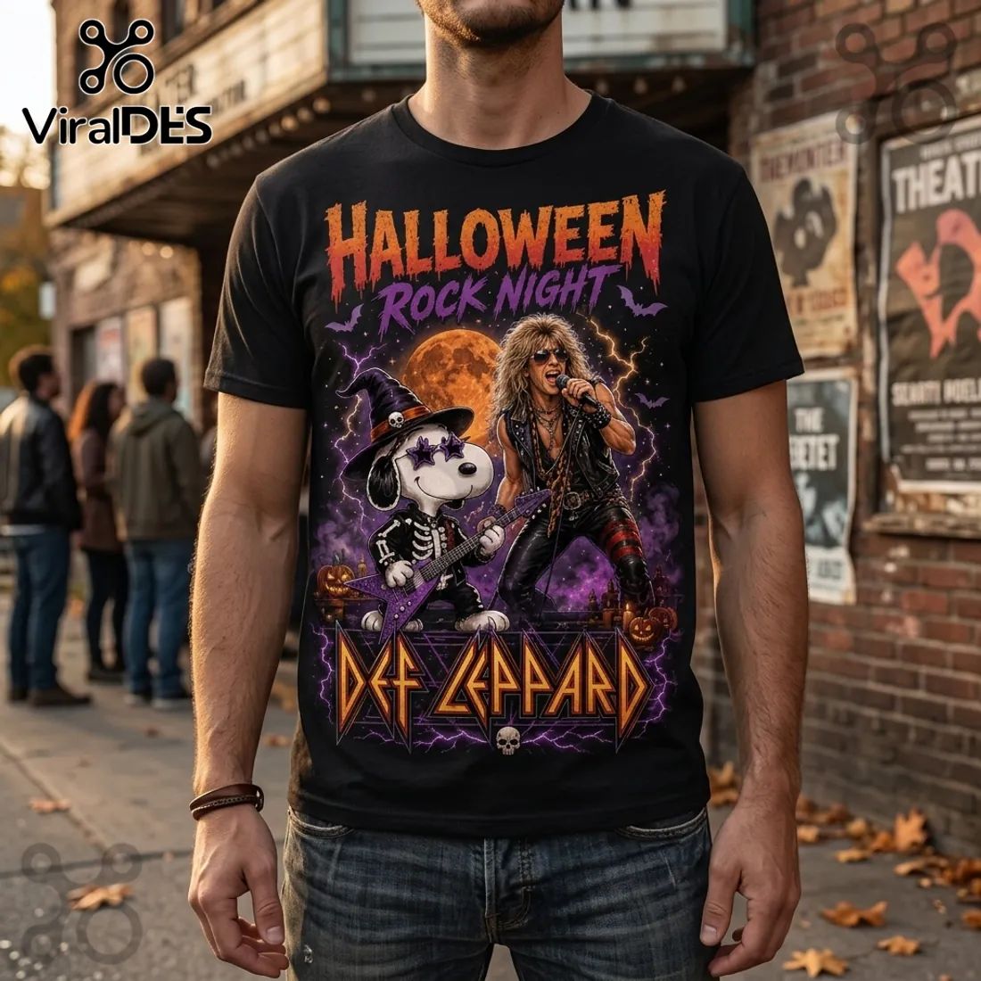 Snoopy x Def Leppard Midnight Howl Halloween T-Shirt