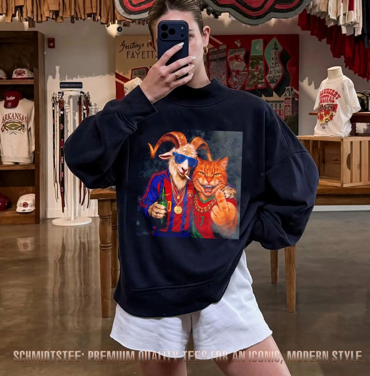 Barcelona number 10 the Goat and Portugal number 7 the Cat Football meme shirt