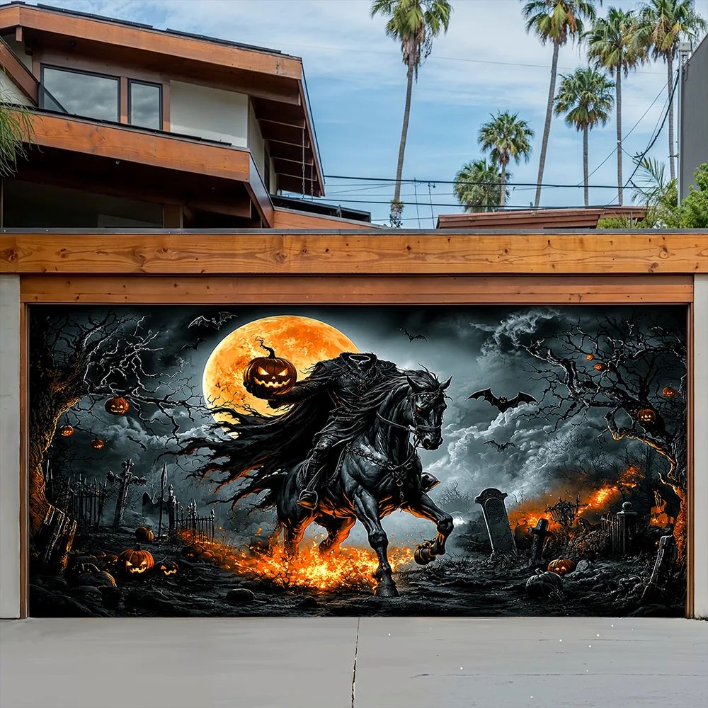 Legend Of The Headless Rider Halloween Garage Door Banner