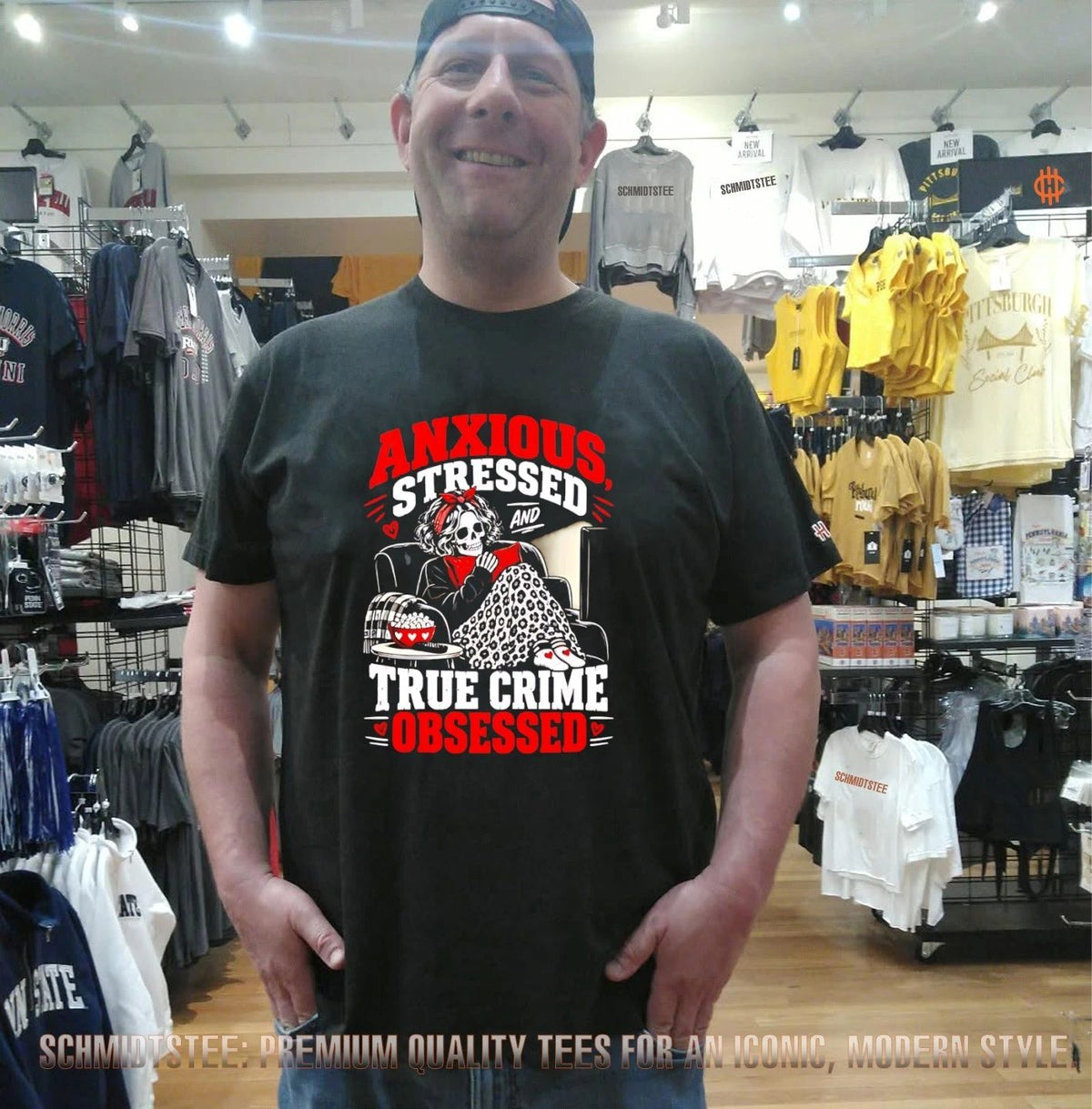 Anxious Stressed and True Crime Obsessed Skeleton shirt
