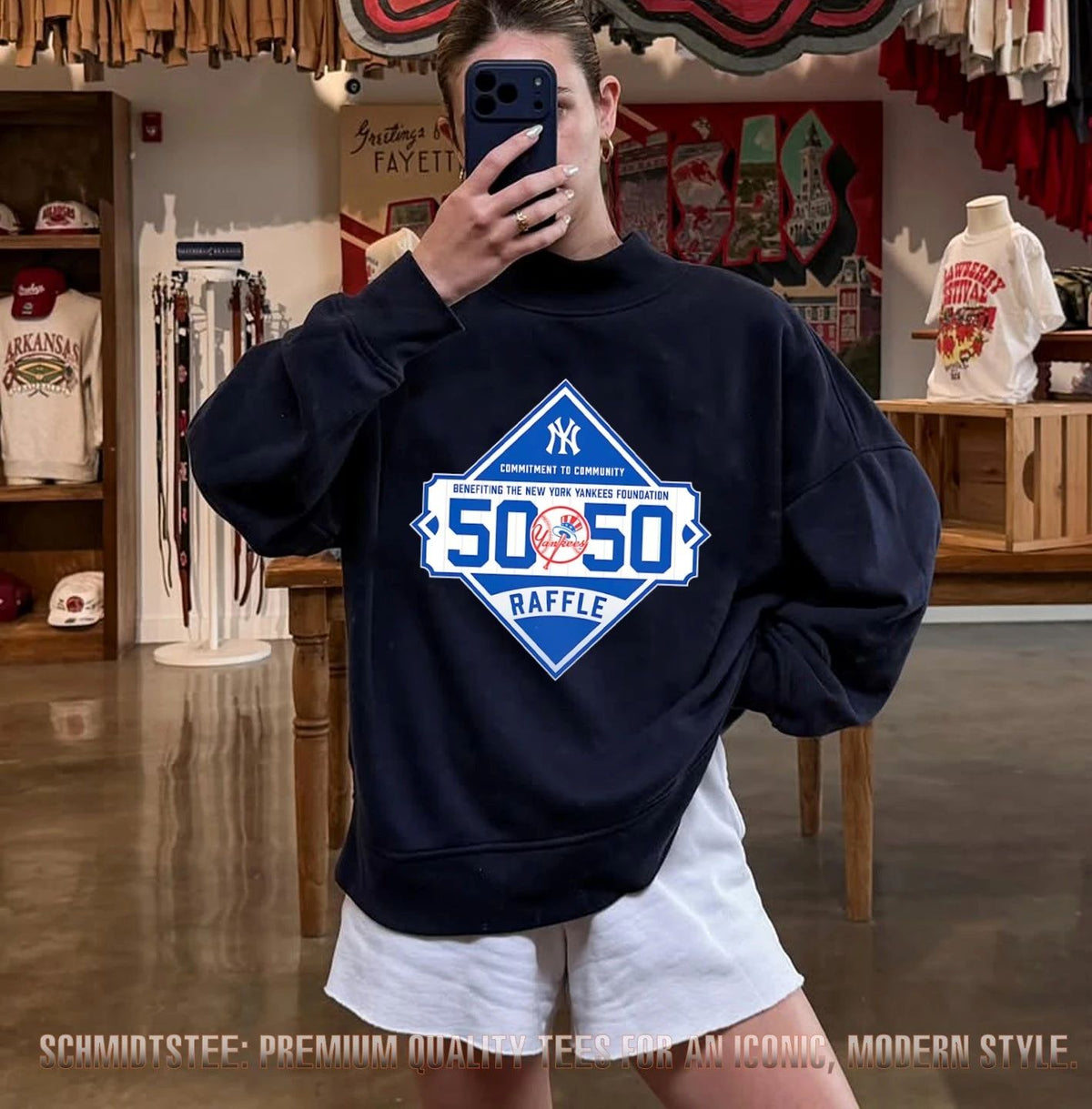 Commitment to community benefiting the New York Yankees Foundation 50.50 Raffle shirt