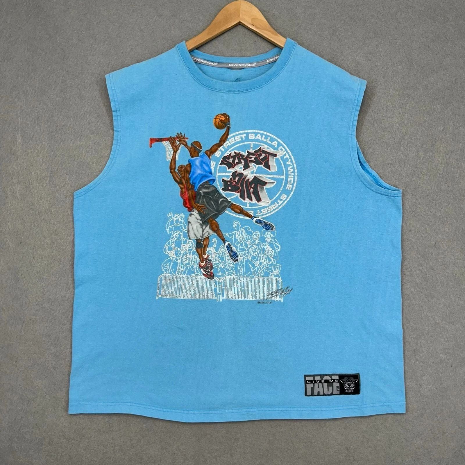 Give Me Face Basketball Tank Y2K Sz L Men Streetwear Style Rare Street Balla
