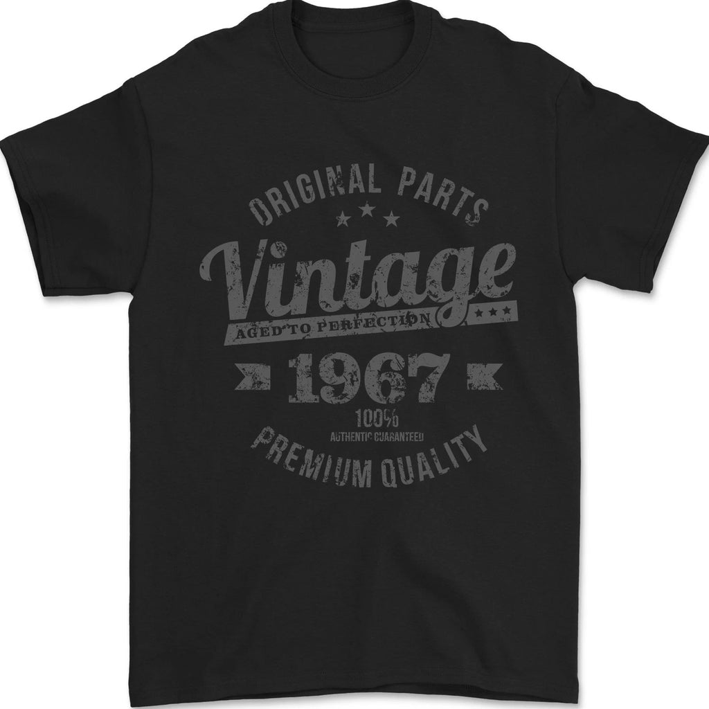 Vintage Year 59th Birthday 1967 Mens T-Shirt 100% Cotton Black