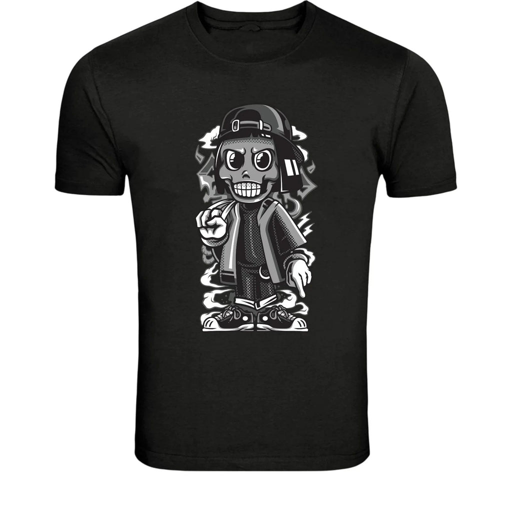 Street Hip Hop Cartoon Character T-Shirt - Urban Rap Style Graphic