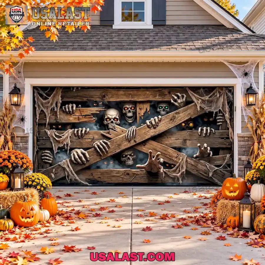 Boarded Horror Halloween Garage Door Banner