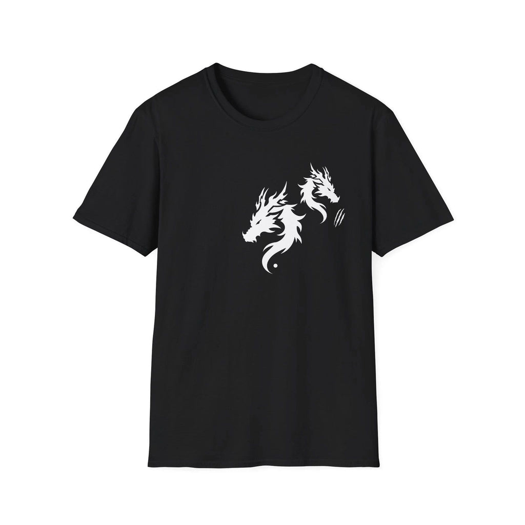 Double Dragon T-Shirt, Minimal White Dragon Graphic Tee, Retro Animal Art