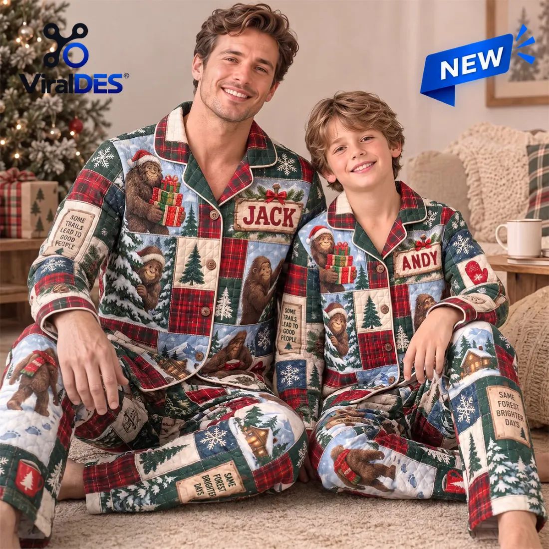 Personalized Bigfoot Christmas Quilted Pajama Set