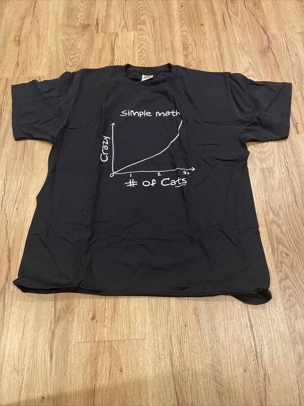 Simple Math Crazy the more # of Cats Black T Shirt Captain Leisure Teen Large