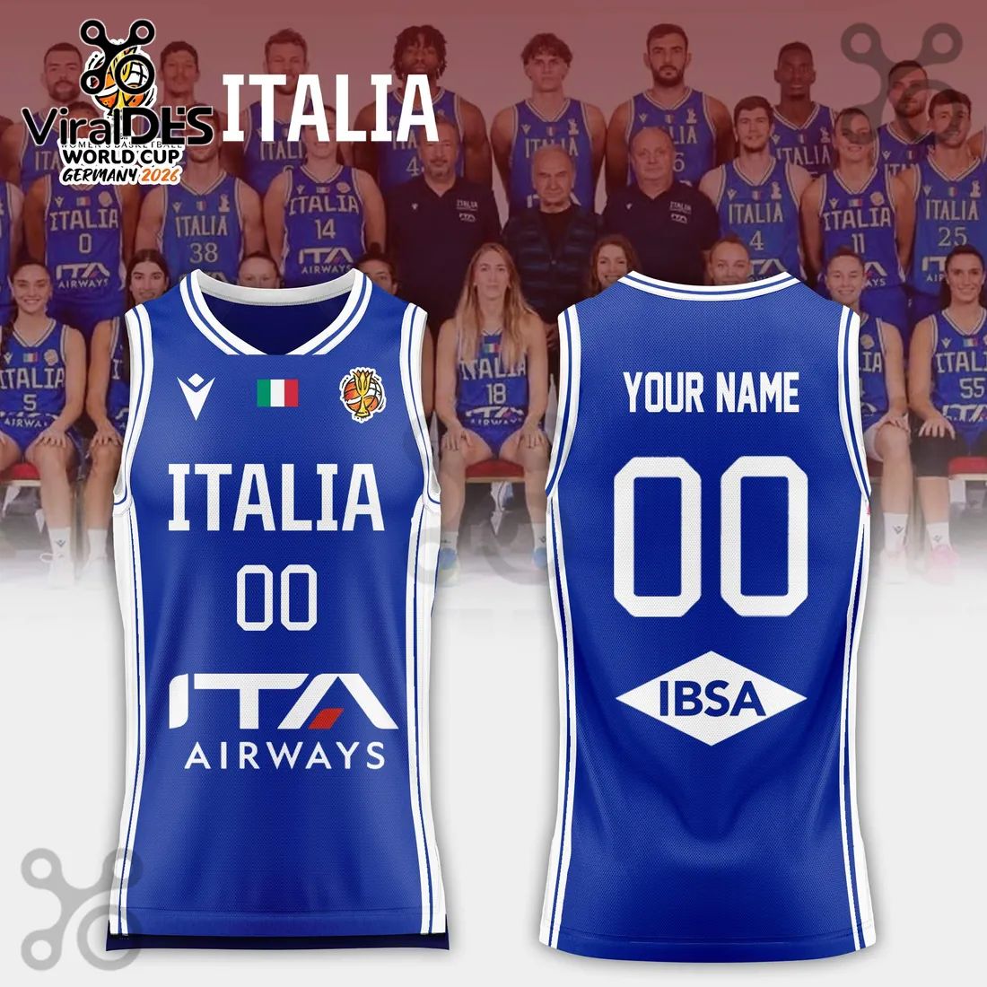 Italy Basketball 2026 FIBA Women’s World Cup Blue Jersey