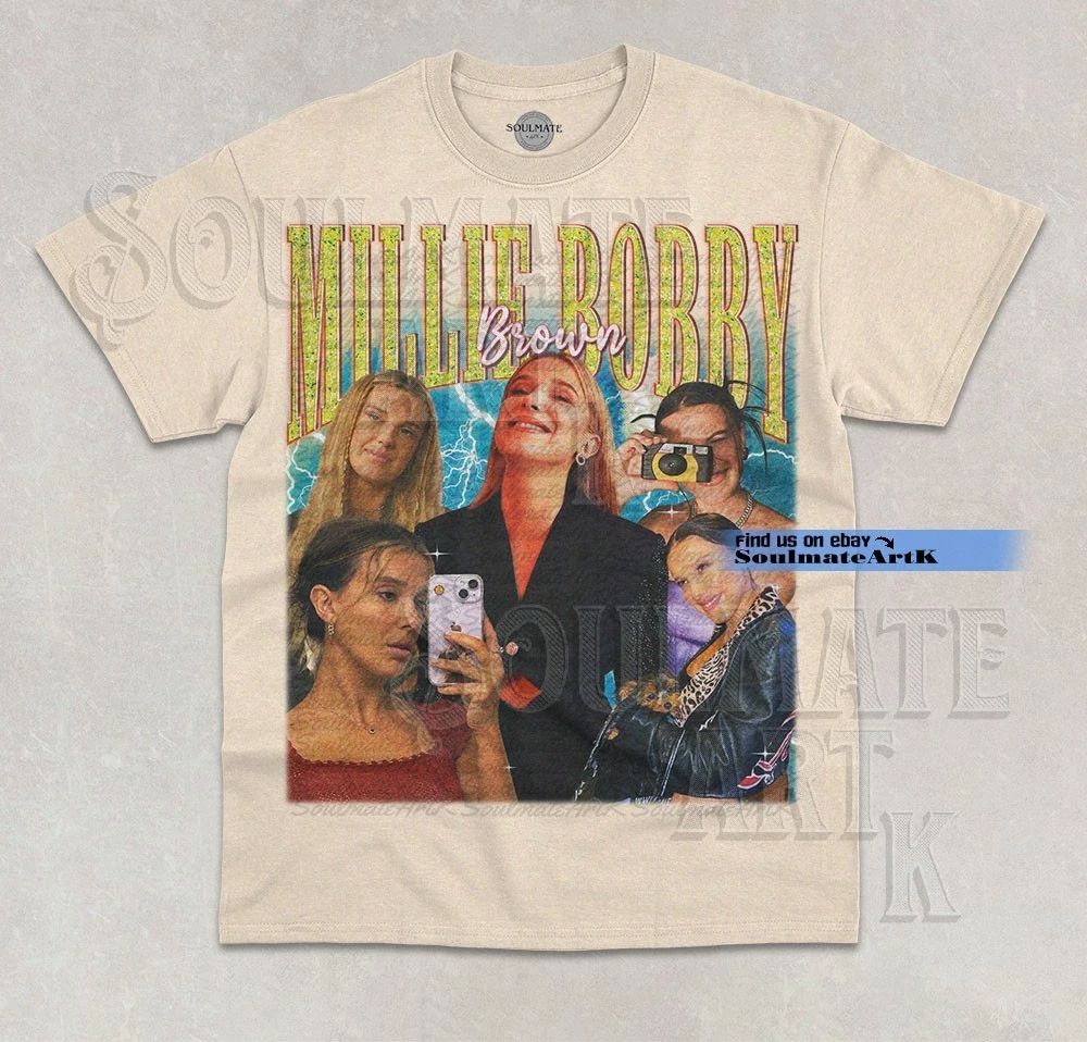 Millie Bobby Brown T-Shirt Famous Actor Bootleg Homeage Unisex Graphic Shirt
