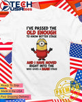 Minion I’ve passed the old enough to know better stage and I have moved right into the who gives a damn stage shirt
