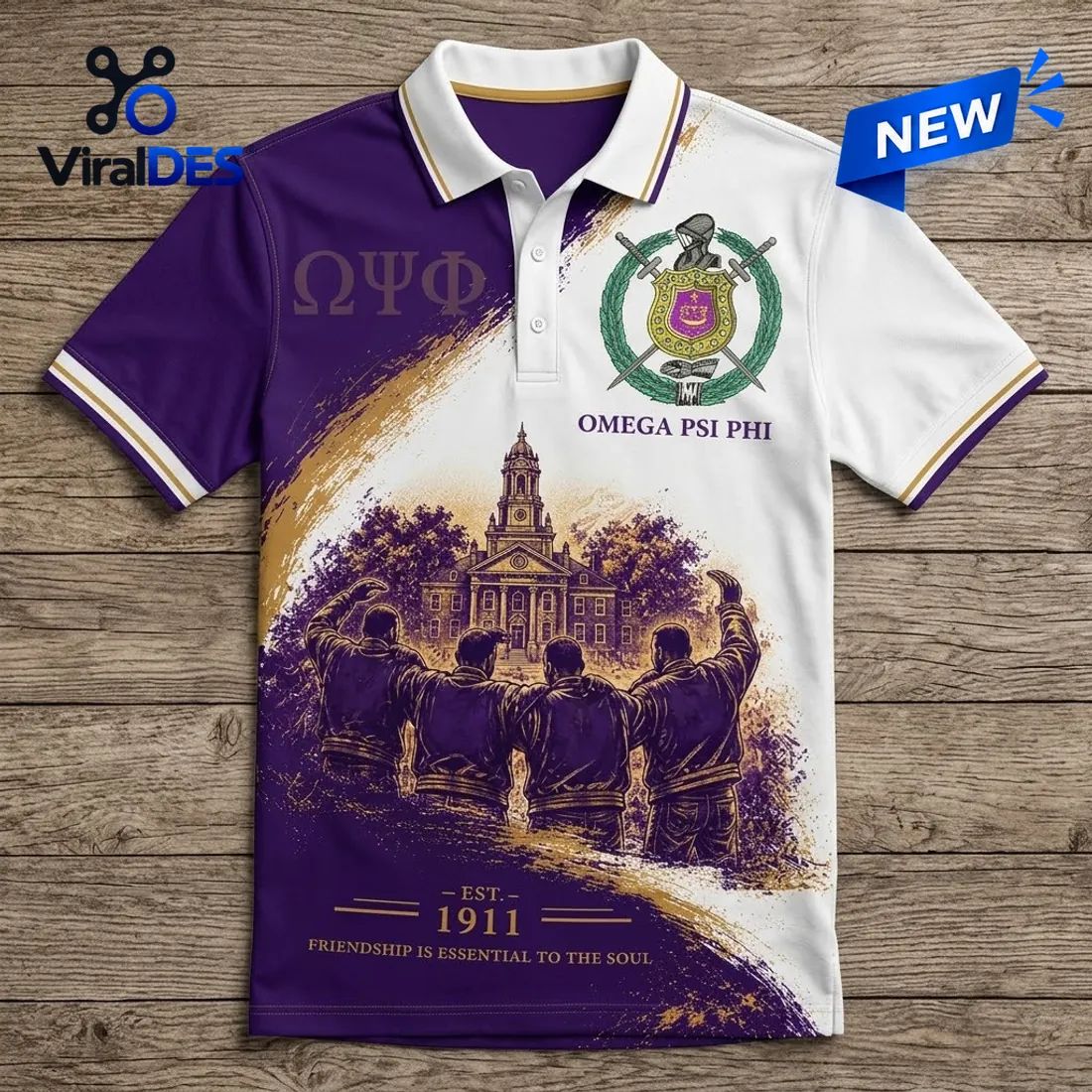 Omega Psi Phi Fraternity Crest Polo Shirt