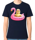 Cute Duck Flamingo Float T-Shirt Funny Summer Animal Graphic Unisex Tee