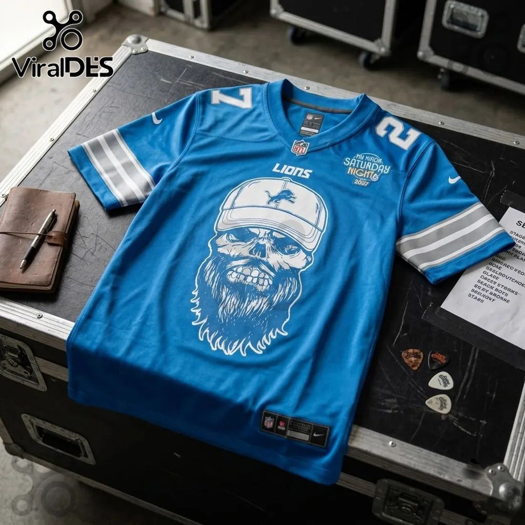 Detroit Lions Luke Combs 2027 Tour Blue Football Jersey