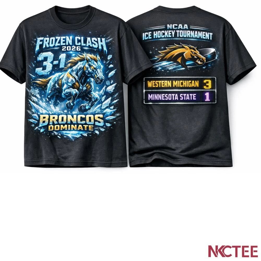 NKCtees Western Michigan Broncos Frozen Victory 3 1 Minnesota State Mavericks 2026 Ice Hockey Tournament shirt