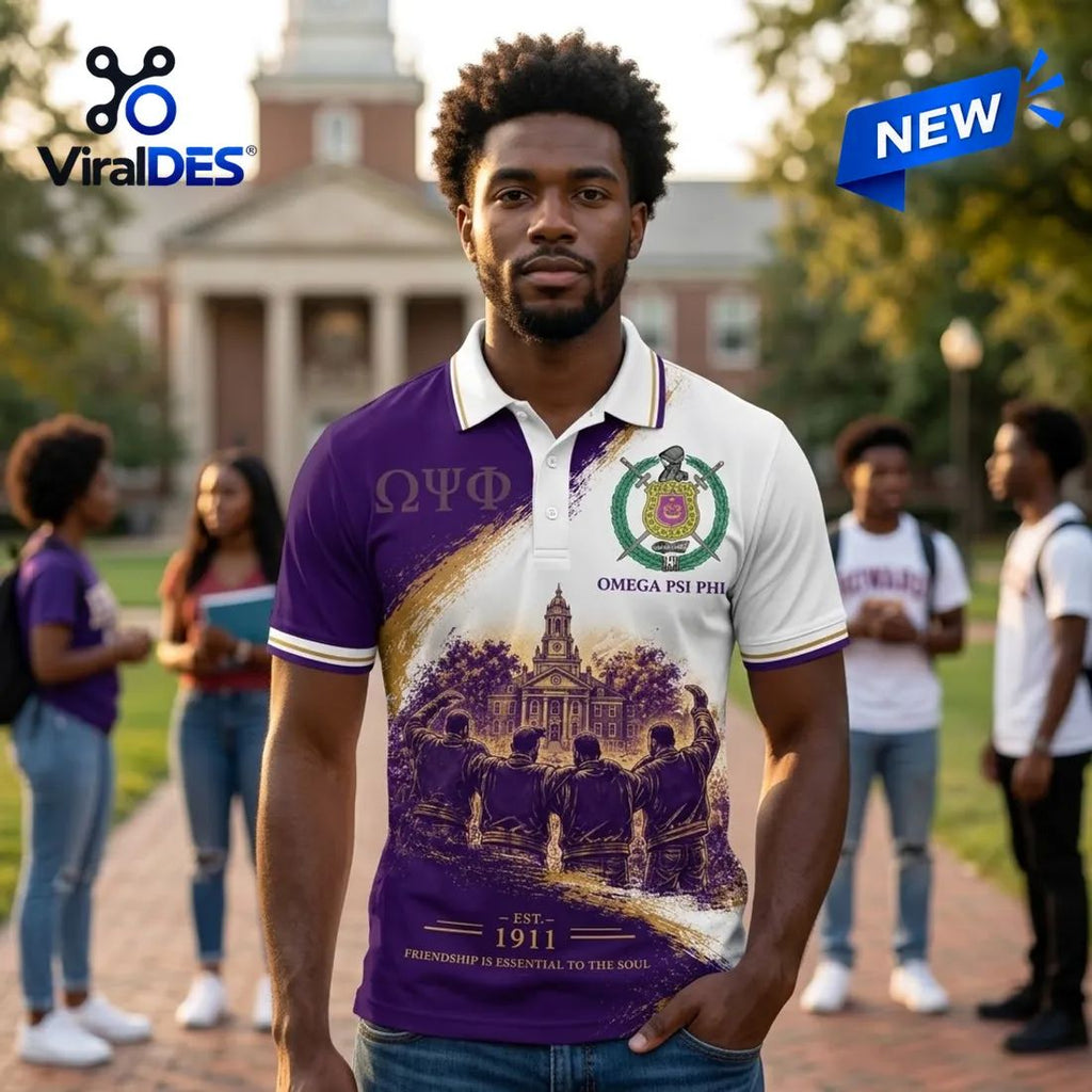 Omega Psi Phi Fraternity Crest Polo Shirt
