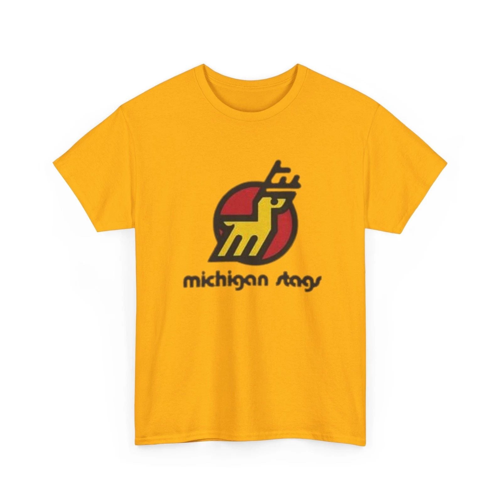 Defunct WHA Hockey Michigan Stags Printed T-Shirt Vintage Sports Collectible