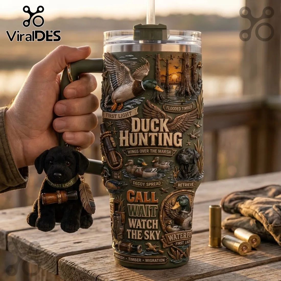 Duck Hunting Flooded Timber 40oz Handle Tumbler