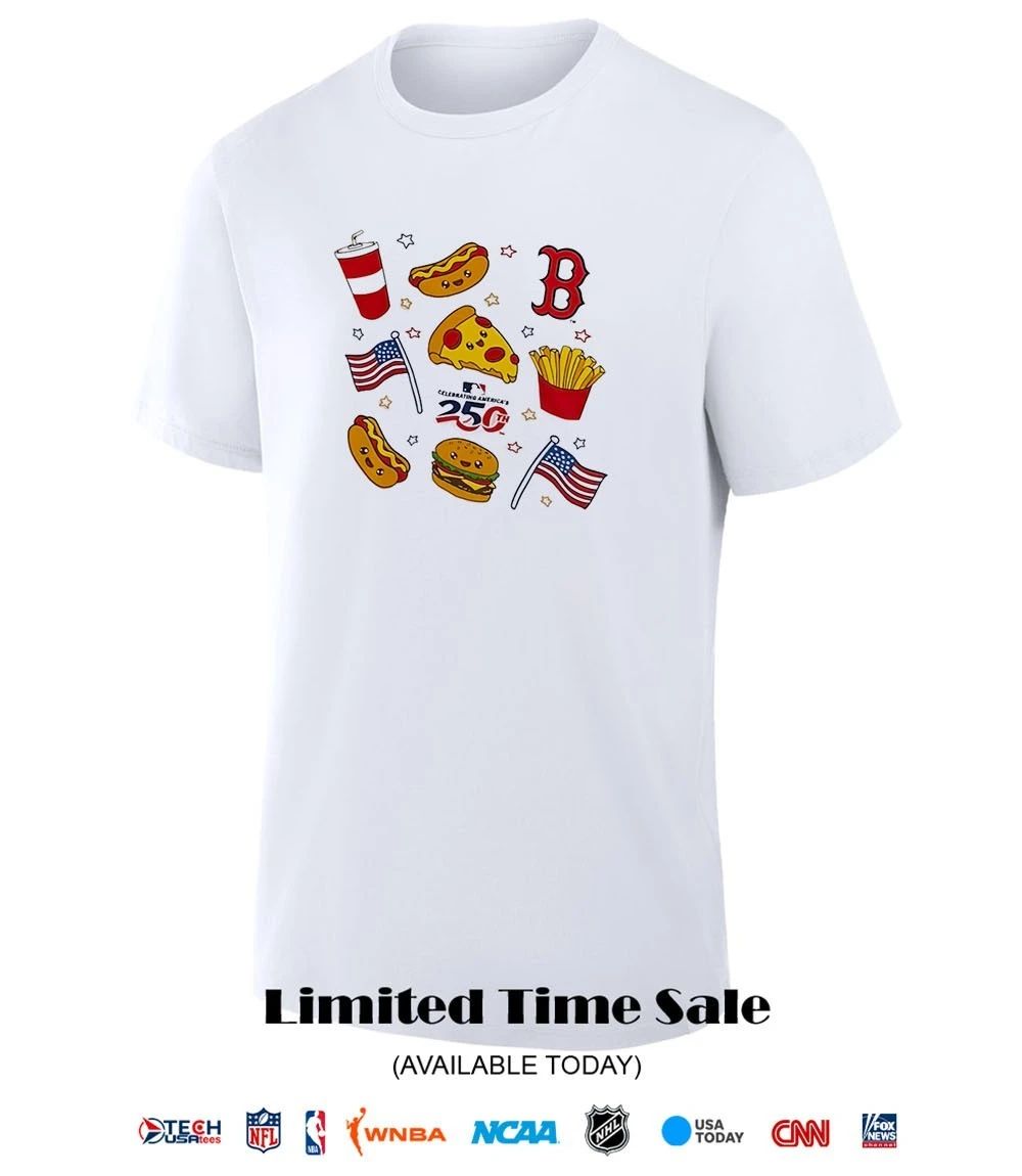 Celebrating America’s 250th on Friday hotdog pizza flag icon shirt