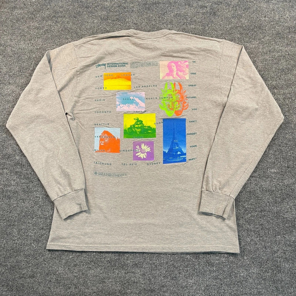 Vintage Y2K Stussy Great-Future Global Street Culture Shirt Large 21x27 Gray