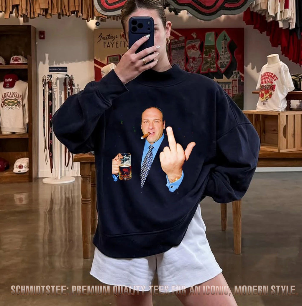 The Sopranos holding beer middle finger shirt