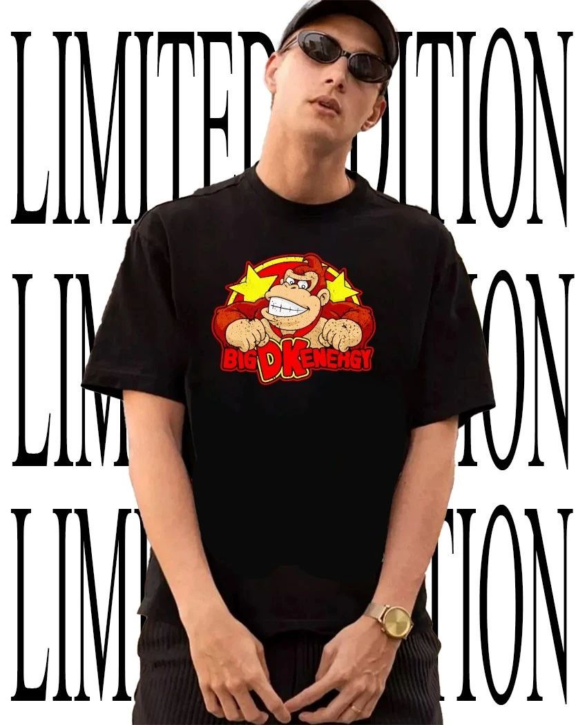 Donkey Kong Big DK Energy Cartoon Distressed Funny Video Game Shirt
