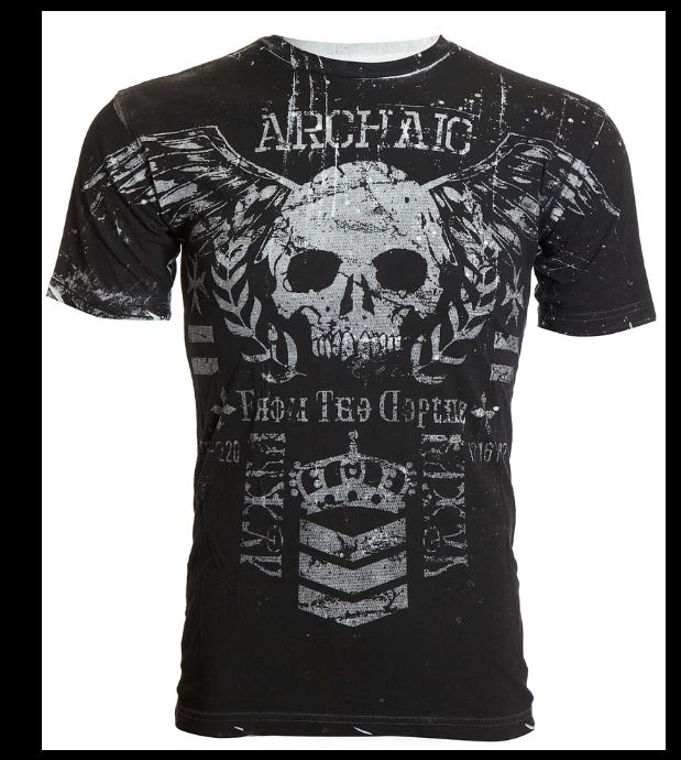 ARCHAIC by AFFLICTION Black BLOODY HANDS Short Sleeve Slim Fit Y2K T-shirt NWT