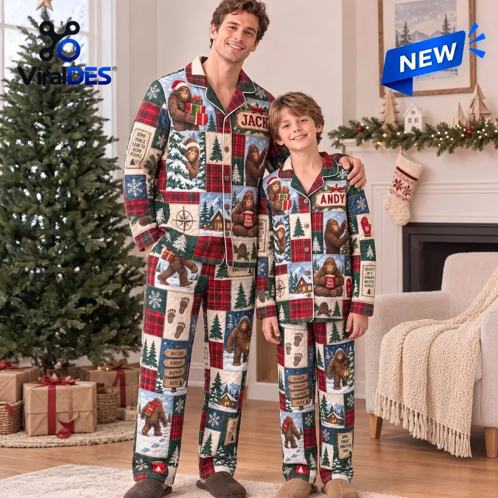 Personalized Bigfoot Christmas Quilted Pajama Set