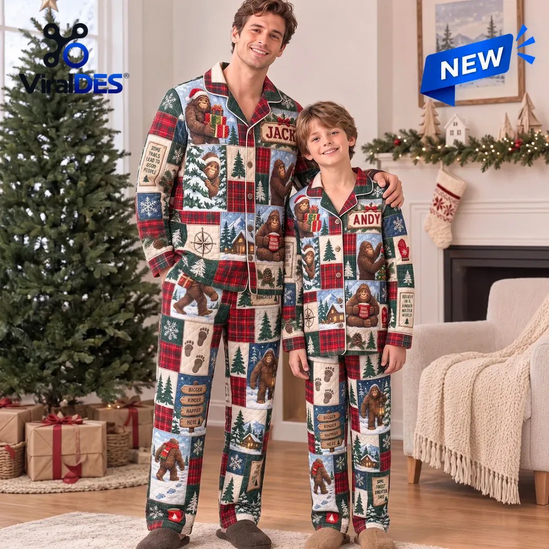 Personalized Bigfoot Christmas Quilted Pajama Set