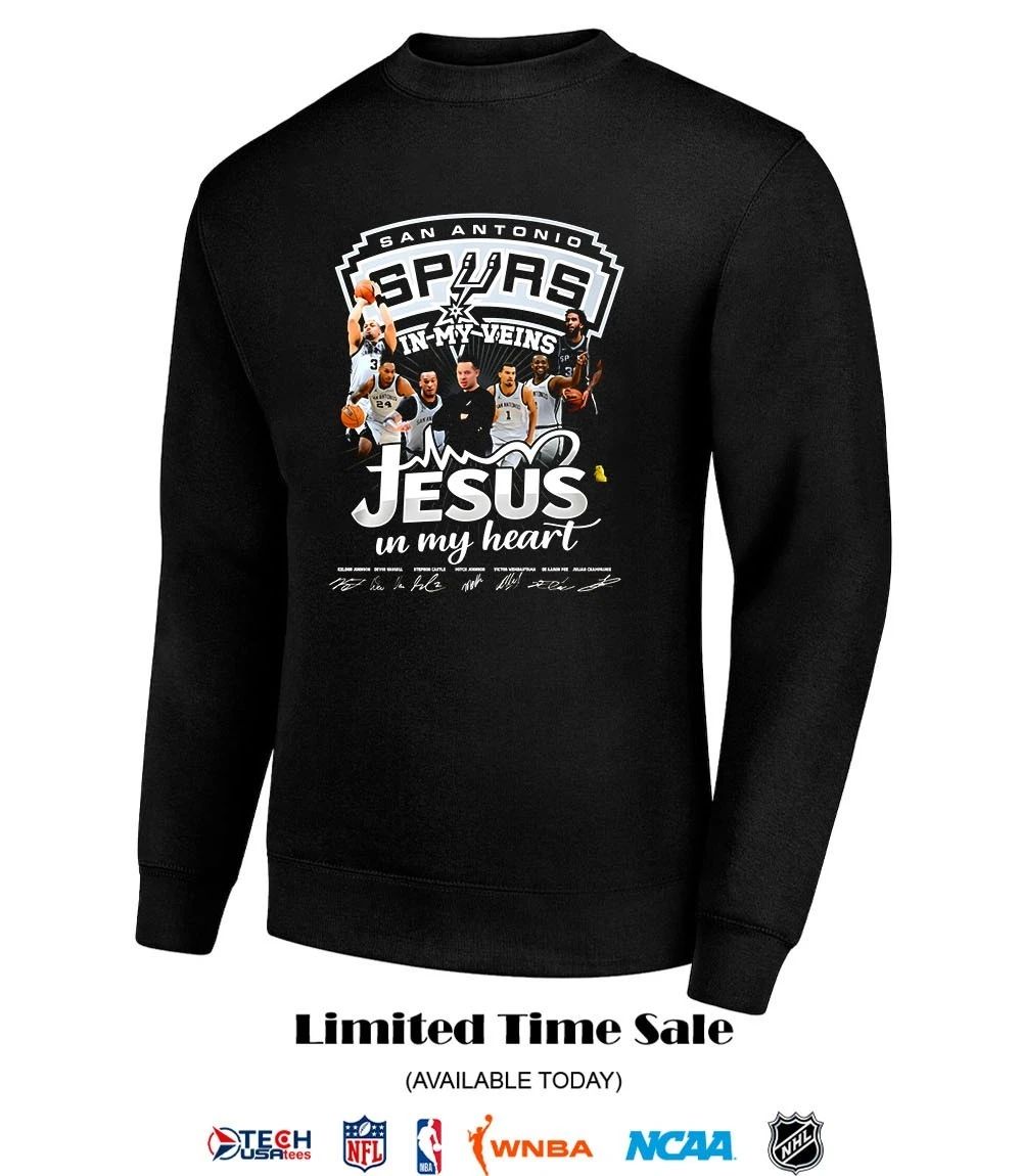 San Antonio Spurs in my veins Jesus in my heart signatures shirt
