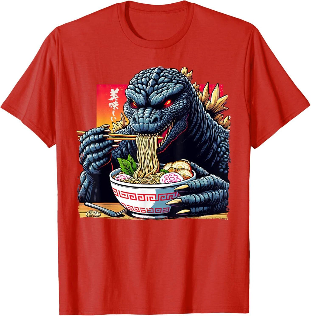 Funny Kaiju Eating Ramen Japanese Monster Lover Birthday T-Shirt