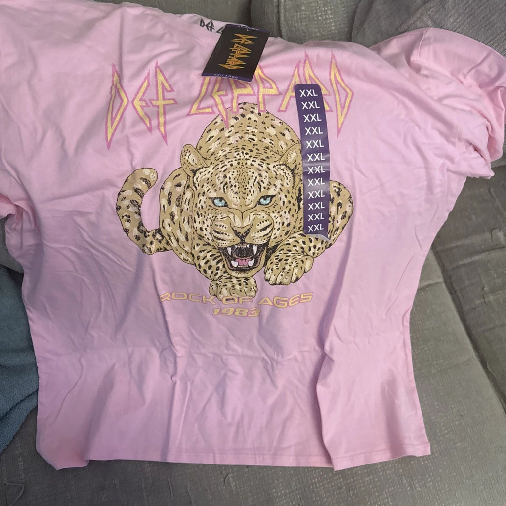 Def Leppard Hysteria Tour 1983 Graphic T Shirt Band Tee Pink Rock Music
