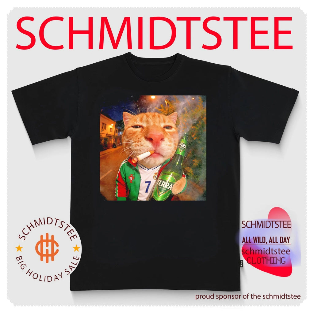 Real Madrid number 7 badass cat that smoking and drinking beer on street shirt