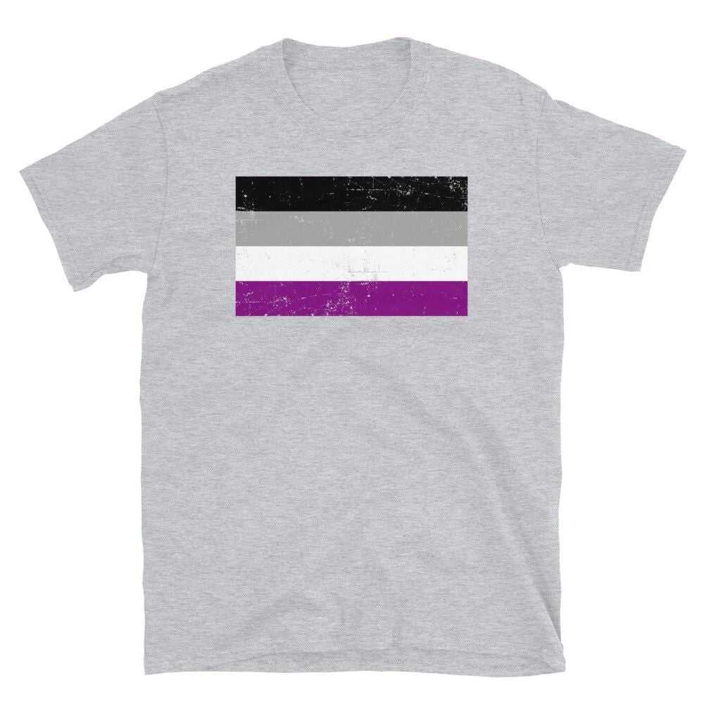 LGBTQ Gay Pride Distressed Asexual Flag Asexuality Short-Sleeve Unisex T-Shirt