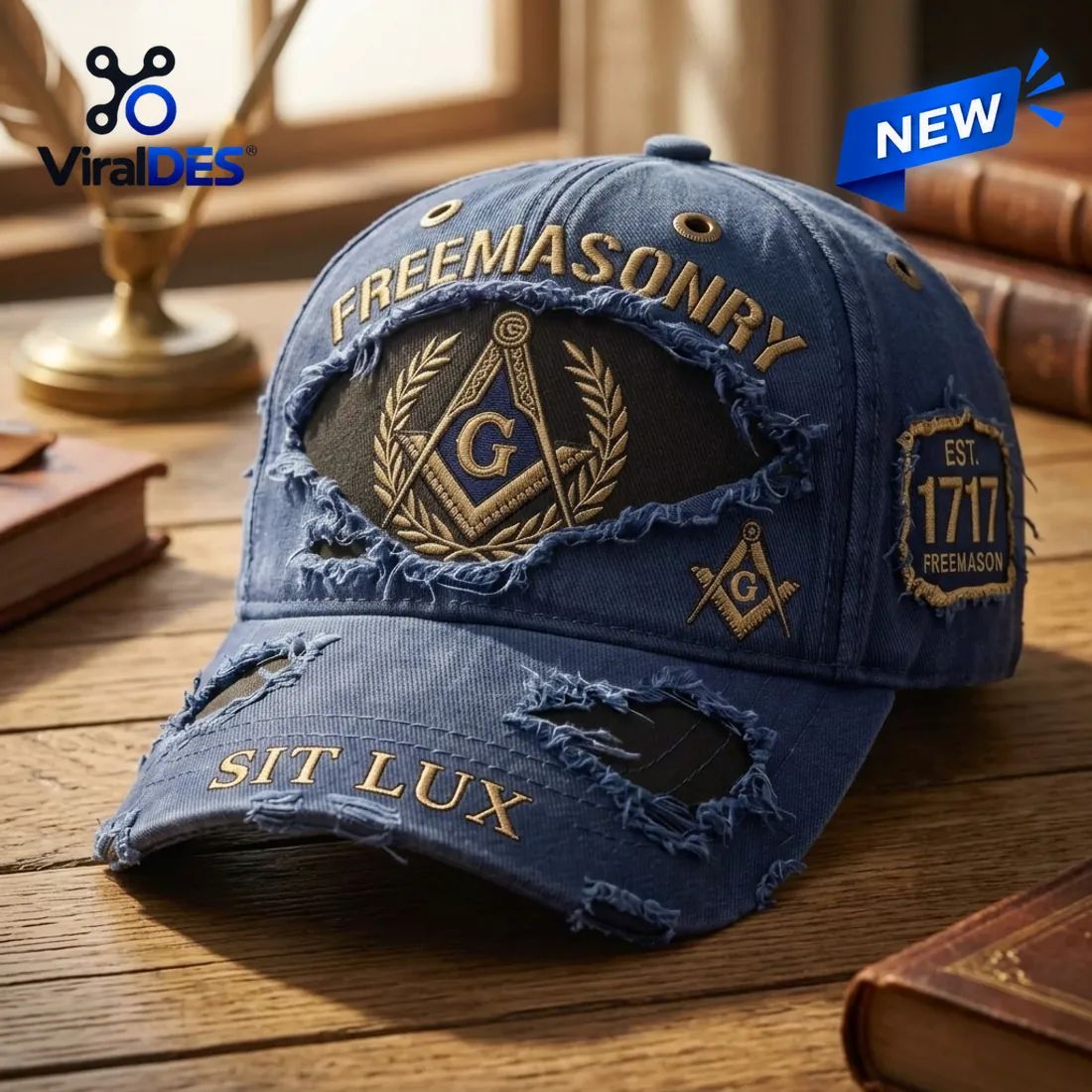 Freemasonry 1717 Sit Lux Distressed Baseball Cap