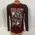 Zoo York Mens Graphic Long Sleeve T Shirt Maroon Gray Raglan Tee