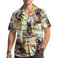 Surf Raccoon Hawaiian Shirt Funny Tropical Beach Aloha Button Down Men Women