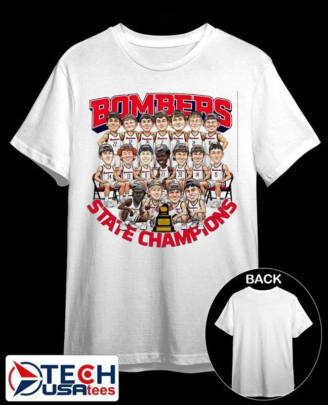 Bombers Class 3A Boys State Basketball Champions caricatures shirt