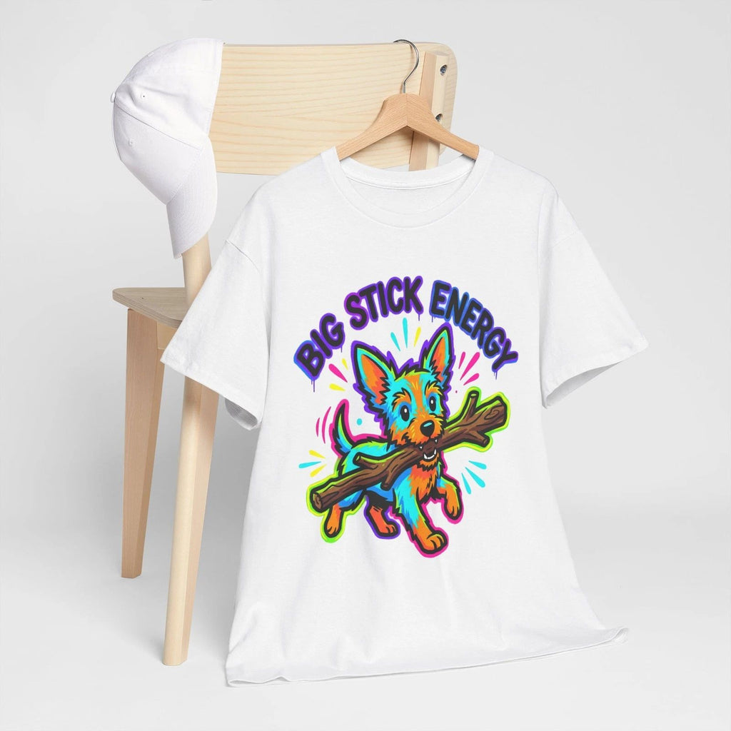 Big Stick Energy Puppy Street Art T-Shirt | Cute Scruffy Dog Graffiti Style